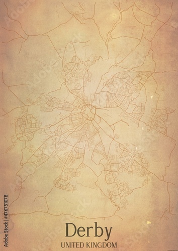 Fotografering Vintage map of Derby United Kingdom.