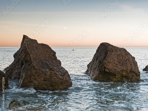 Four rocks with copy space at South Shields, South Tyneside, UK