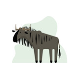 Vector wildebeest  illustration in simple flat geometric style.
