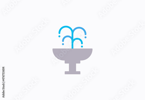 Fountain vector flat icon. Isolated water fountain park emoji illustration
