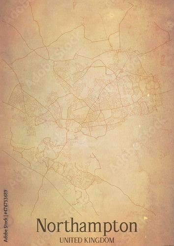 Vintage map of Northampton United Kingdom. photo