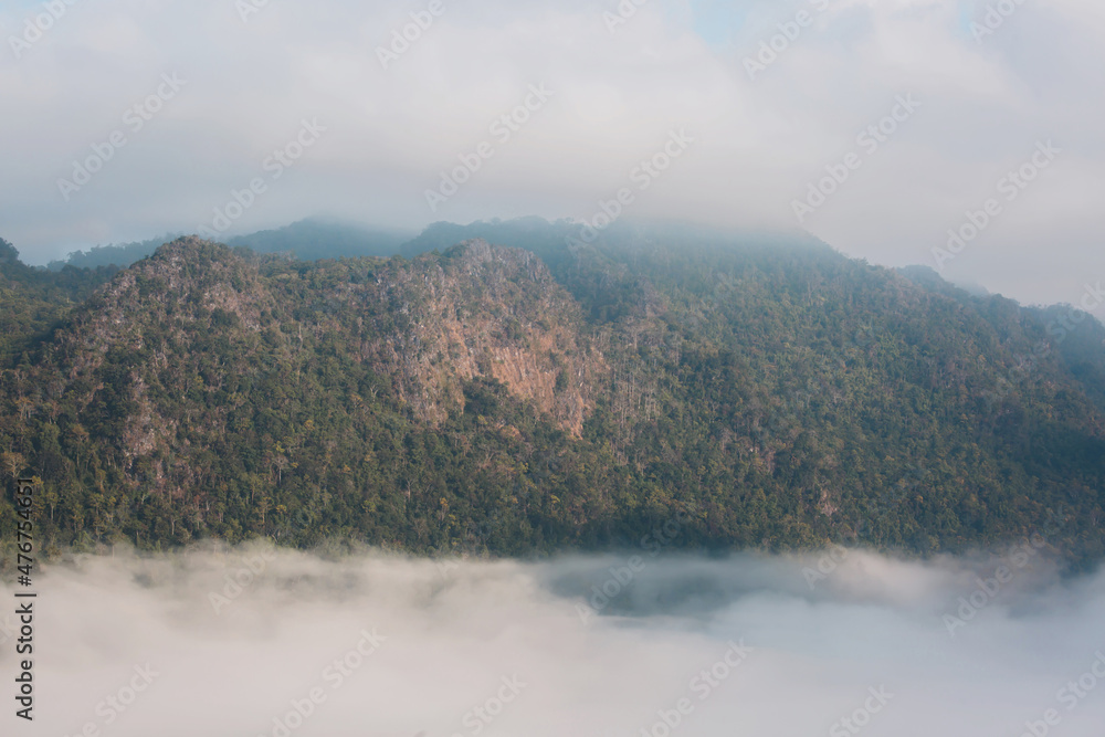 Pictures of natural landscapes, fog on beautiful mountains
