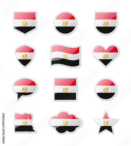 Free Download Egypt - set of country flags in the form of stickers of various shapes. - GFXLoad