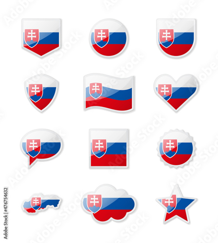 Free Download Slovakia - set of country flags in the form of stickers of various shapes. - GFXLoad