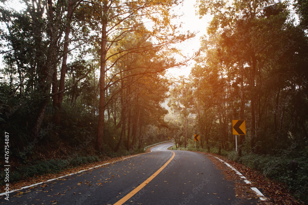 Curved road on a beautiful mountain Curved road on a beautiful mountain
