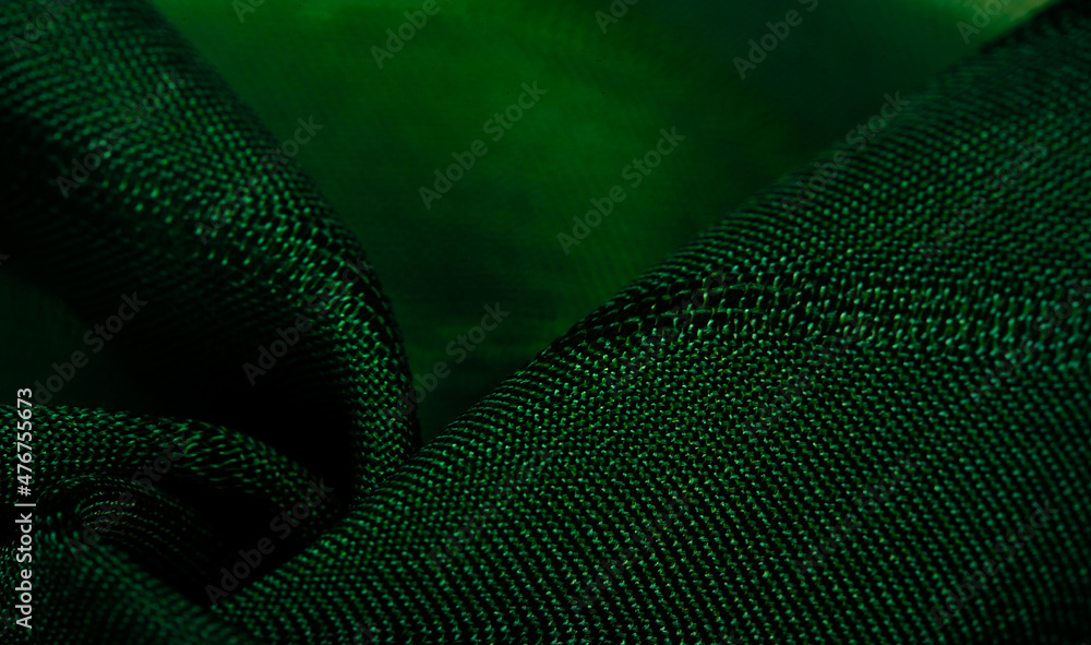 simple green fabric with lines. The lines formed by the extraction of the thread, Texture