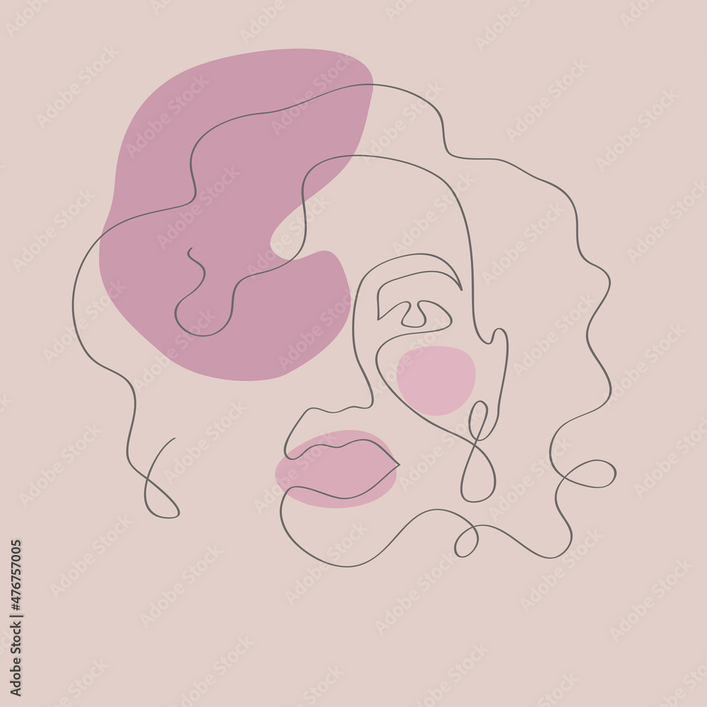 woman face vector line illustration 