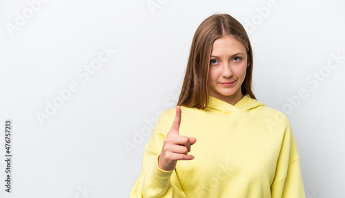 Wallpaper Mural Young Russian woman isolated on white background frustrated and pointing to the front Torontodigital.ca