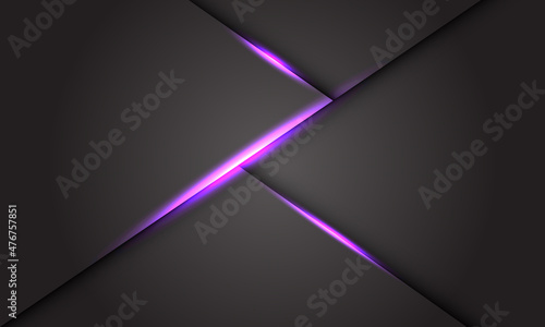 Abstract violet light shadow geometric on grey metallic design modern technology futuristic background vector