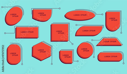 Set of callouts titles template. Futuristic callouts template, digital line text frame boxes and callout label vector set. Collection of pop-up or description boxes.