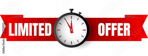 limited offer banner background with red ribbon.business vector illustration