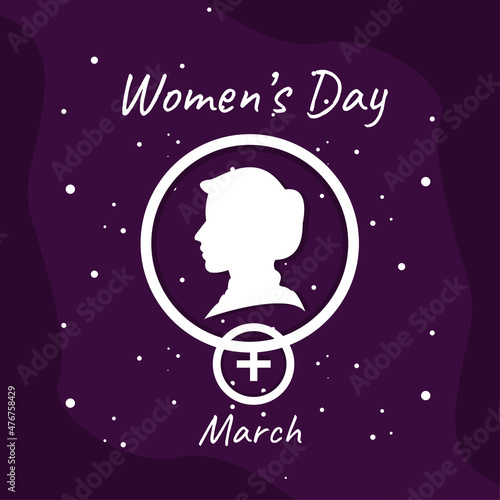 8 march international women's day vector illustration concept, woman head illustration from side view happy women's day, can use for, landing page, template, ui, web, mobile app, poster, banner