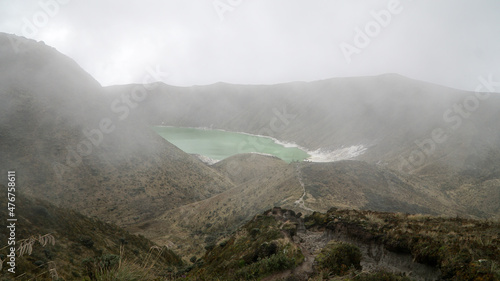 Volcanic lake Laguna Verde in Colombia. photo
