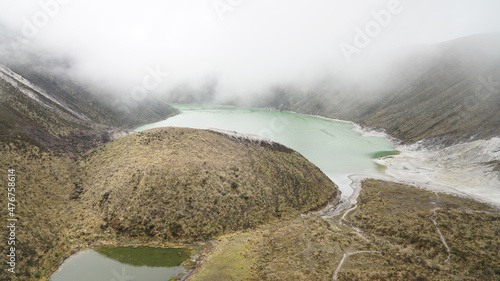 Volcanic lake Laguna Verde in Colombia. photo