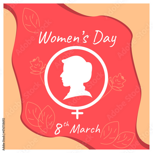 8 march international women's day vector illustration concept, woman head illustration from side view happy women's day, can use for, landing page, template, ui, web, mobile app, poster, banner