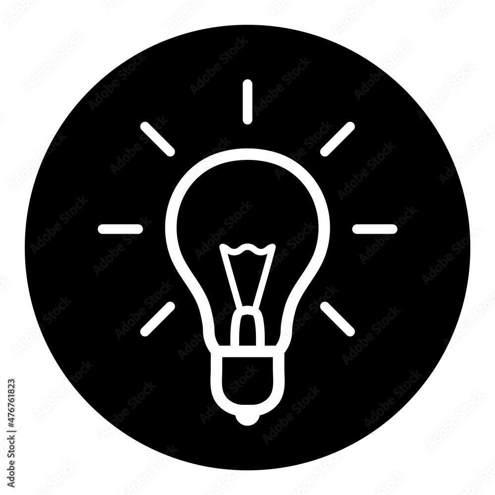 Lightbulb Shine Glyph Flat Icon Isolated On White Background Lightbulb Shine Glyph Flat Icon Isolated On White Background