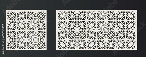 Vector Laser cut panel set. Arabic Ornament, stencil template for laser cutting, stained glass, glass etching, sandblasting, wood carving, cardmaking, wedding invitations. Ratio 1:1, 1:2.