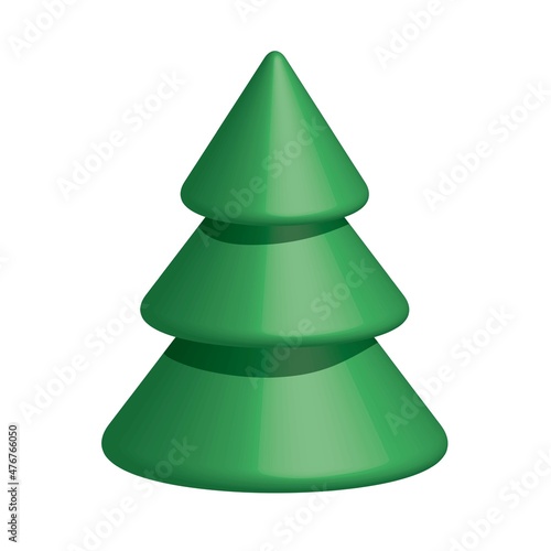 3d Christmas tree model on white background