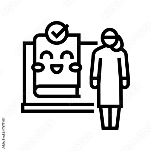 teaching child babysitter line icon vector. teaching child babysitter sign. isolated contour symbol black illustration