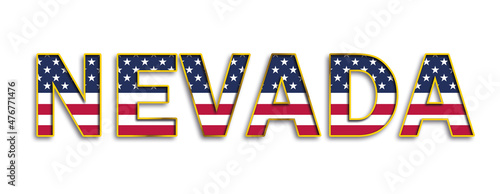 NEVADA text whith stars and stripes flag of USA