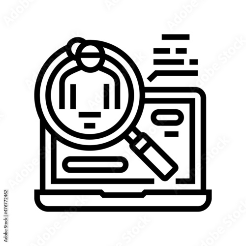 search babysitter in internet line icon vector. search babysitter in internet sign. isolated contour symbol black illustration