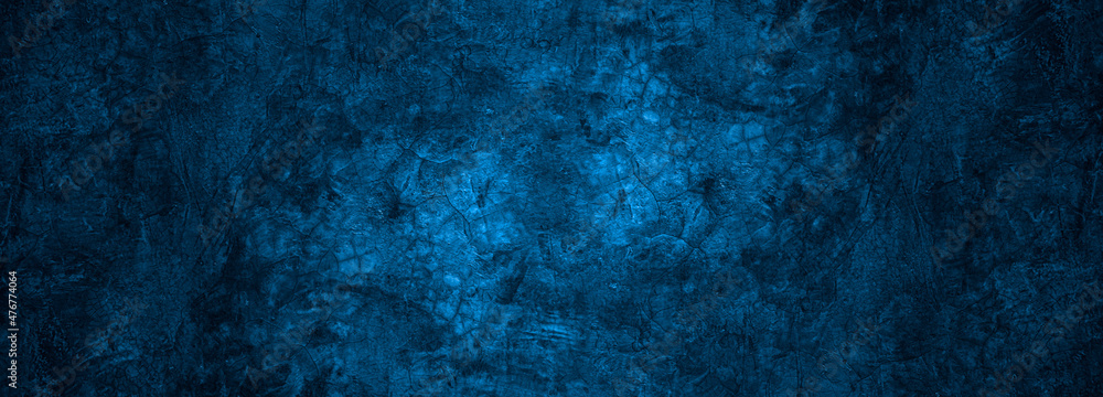 Fototapeta premium Blank blue concrete texture surface background, dark corners abstract architecture material grunge decorative wall banner with space for tex
