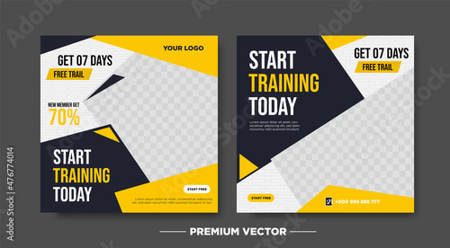 Fitness gym social media post and web banner