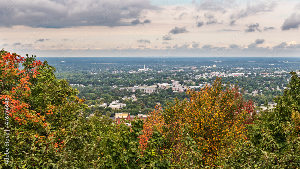 Fototapeta premium Town of Victoriaville from the mount Arthabasca in Quebec, Canada