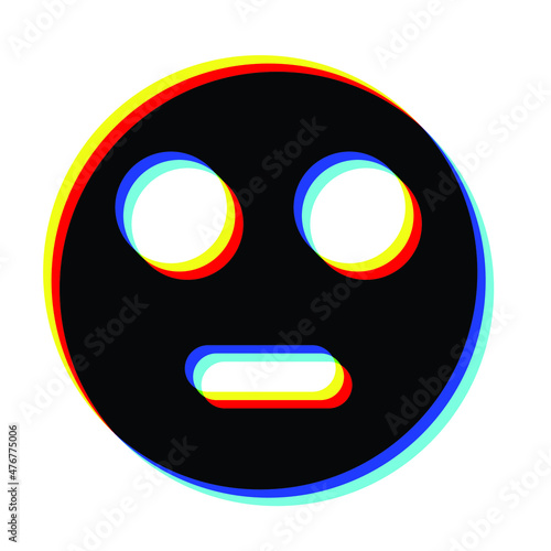 Glitch distorted geometric shape . Blurred emoji .Minimal art design . Noise destroyed emoticon logo . Trendy defect error shapes . Glitched frame .Broken effect .vector 