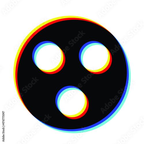 Glitch distorted geometric shape . Blurred emoji .Minimal art design . Noise destroyed emoticon logo . Trendy defect error shapes . Glitched frame .Broken effect .vector 