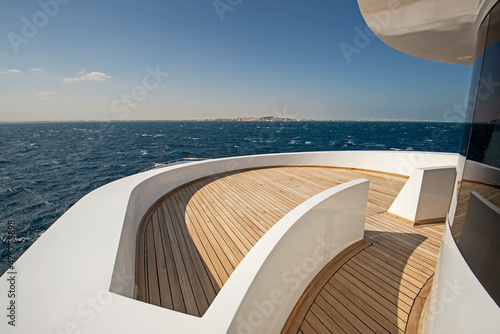 View from bow deck of luxury motor yacht at sea © Paul Vinten