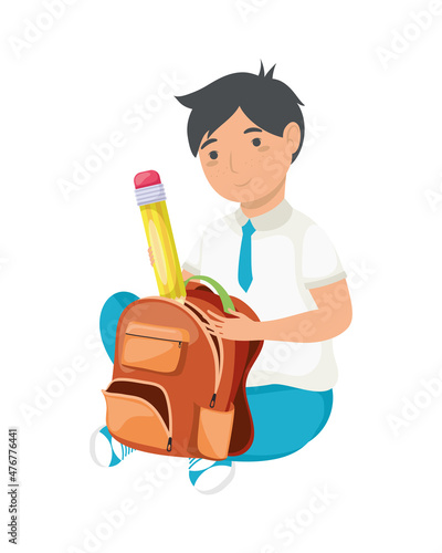 schoolboy student with backbag