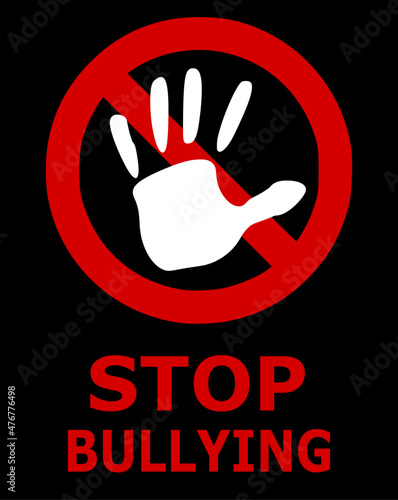 illustration of the stop bullying sign, open hands as a defense against insults