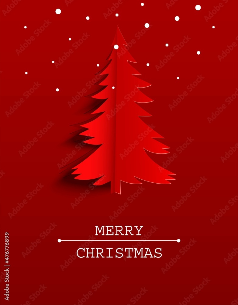 Red spruce on a red background. Merry Christmas illustration. Digital craft style. Red spruce on a red background. Merry Christmas illustration. Digital craft style.