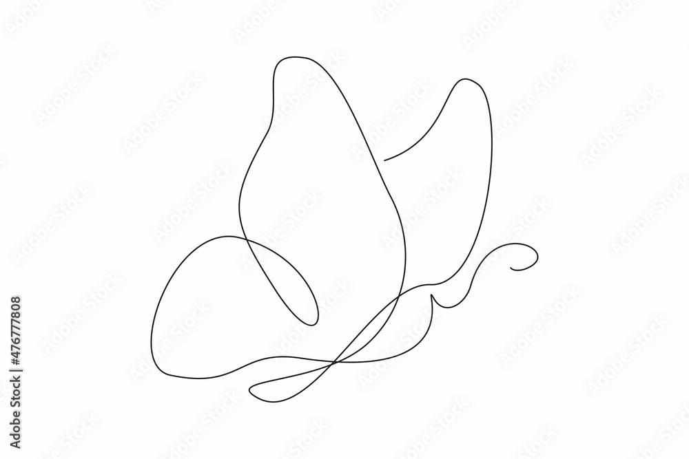 Continuous line drawing of beautiful butterfly. Single one line art of flying abstract butterfly for salon or spa business. Vector illustration Continuous line drawing of beautiful butterfly. Single one line art of flying abstract butterfly for salon or spa business. Vector illustration