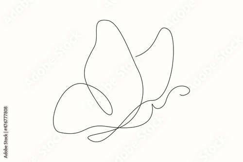 Continuous line drawing of beautiful butterfly. Single one line art of flying abstract butterfly for salon or spa business. Vector illustration
