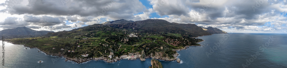 Panoramic view of Scopello, Sicily, aerial view