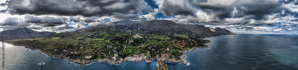Panoramic view of Scopello, Sicily, aerial view