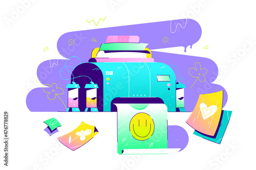 Modern laser printer with colourful palette