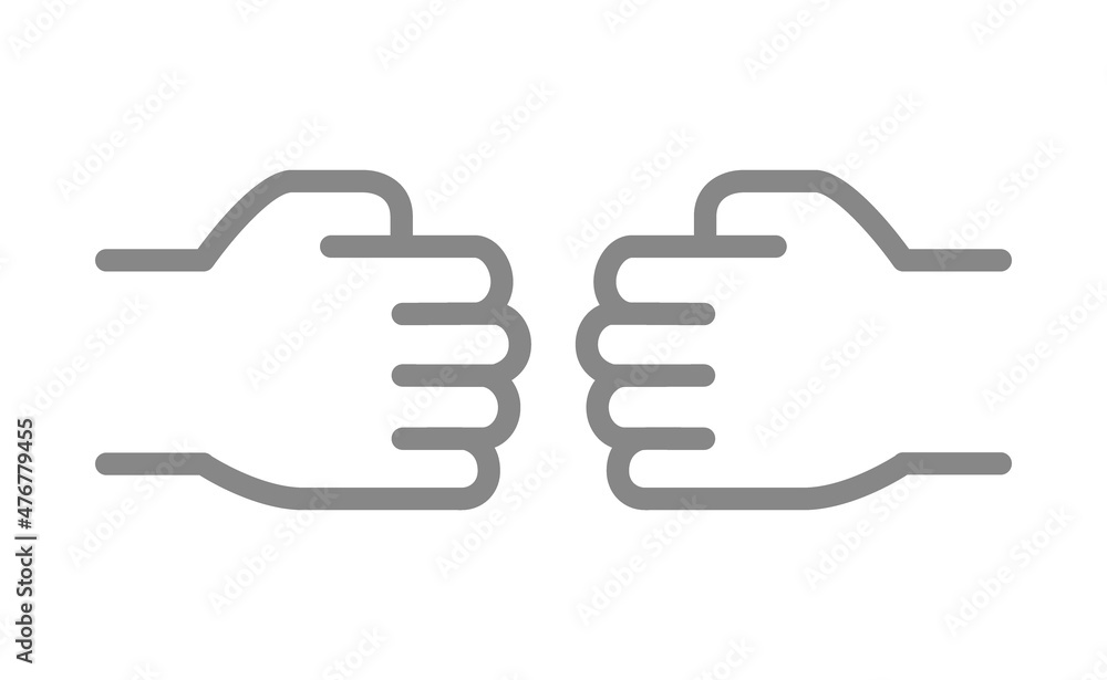 Power five pound line icon. Bro fist bump symbol