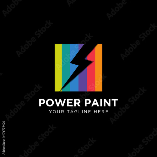 Colorful lightning energy paint logo design vector