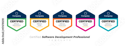 Certified Software Development Professional Vector Design Template. Certificate Company Training Badge Logo.