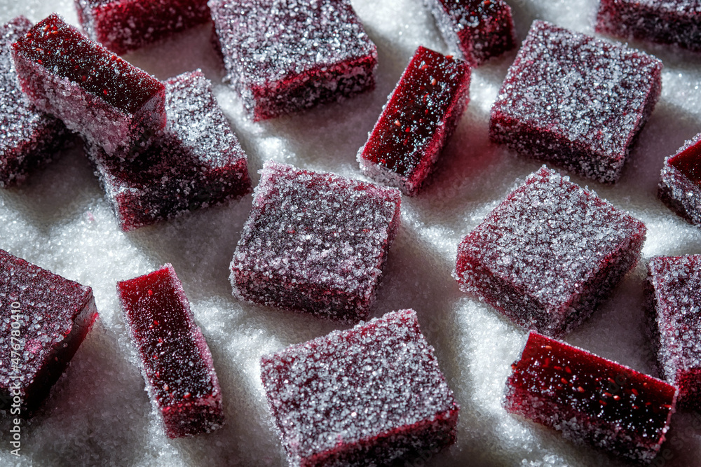 Fotografie Raspberries and currant pate de fruit