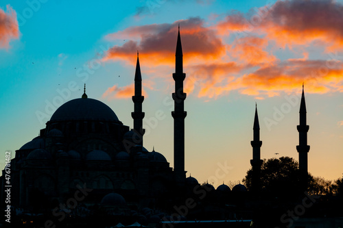 Suleymaniye Mosque. Suleymaniye Mosque at sunset with beautiful clouds