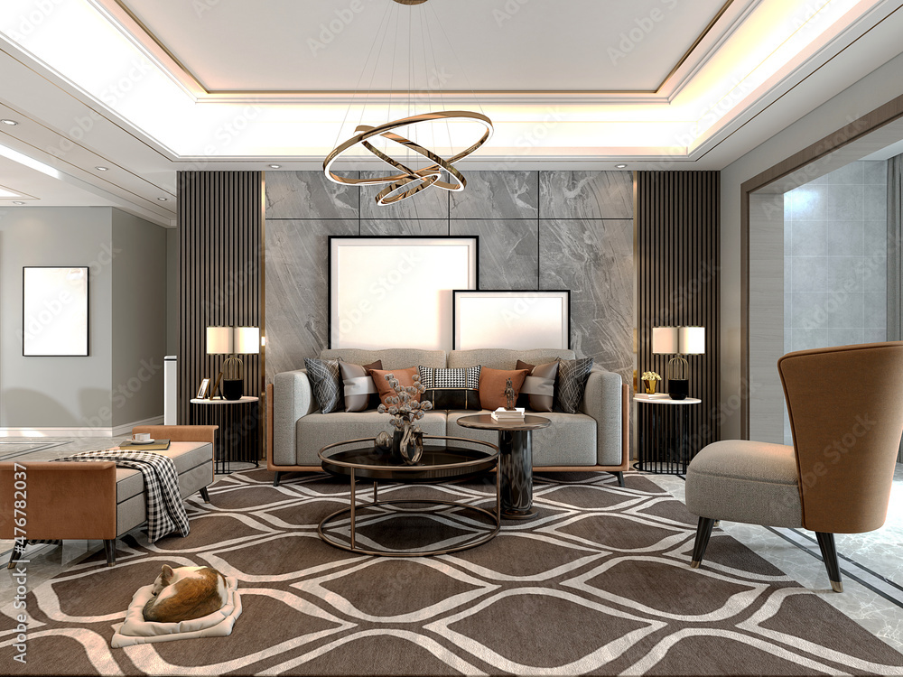 Fototapeta premium 3d render of living room