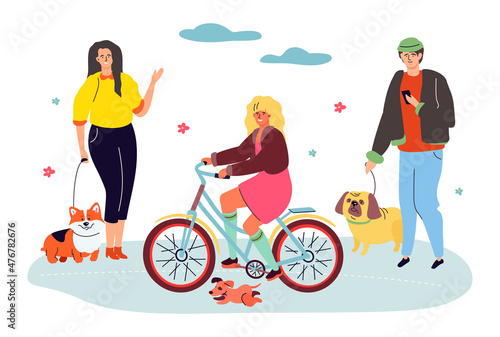 Dog owners - modern colorful flat design style illustration