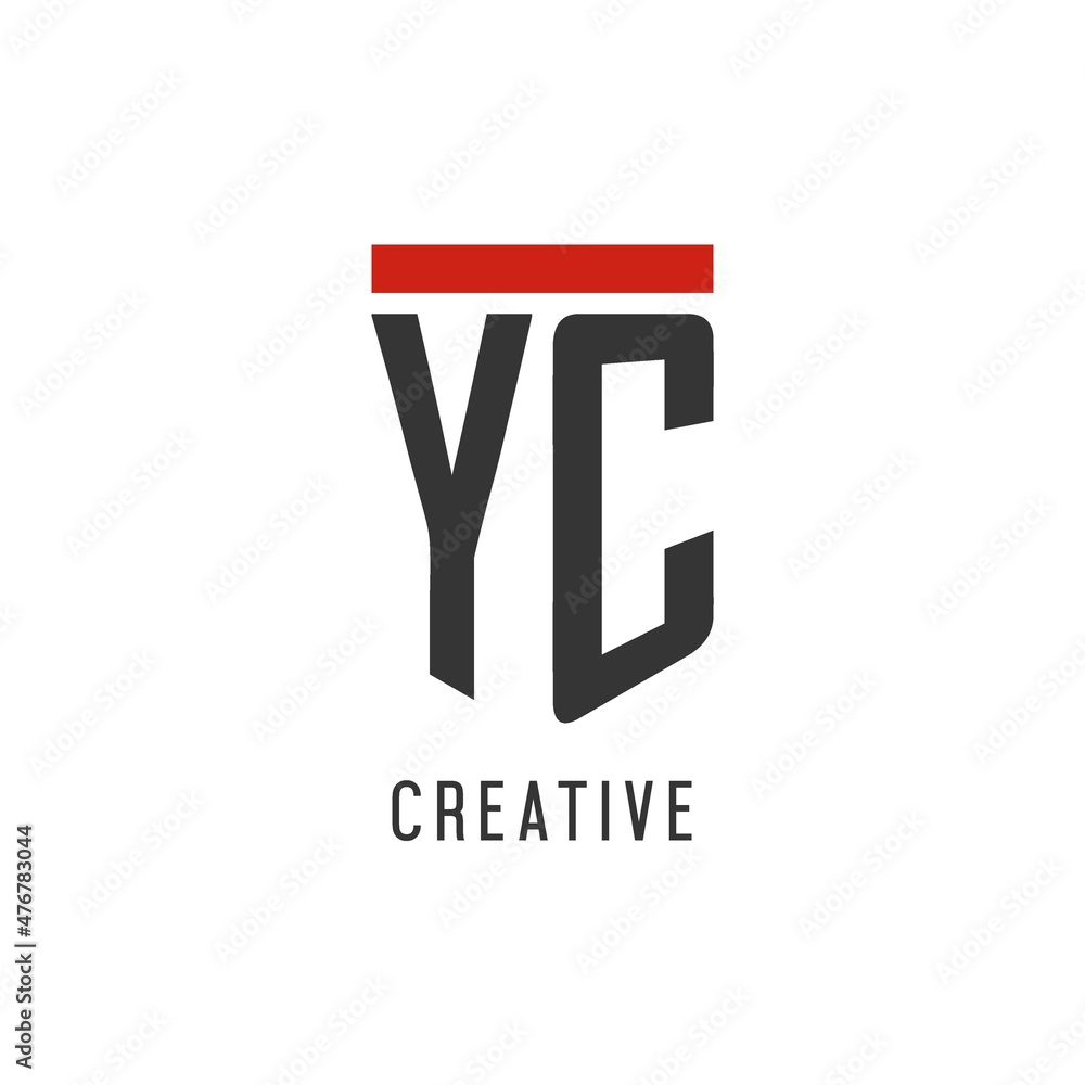 YC initial esport logo with simple shield design style Stock Vector