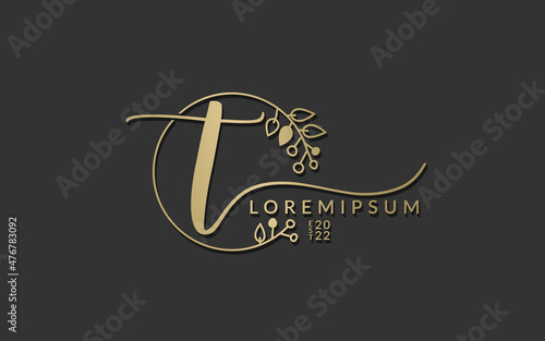 Handwritten Signature monogram Letter t calligraphic vector graphic design,usable for wedding card, personal signature, logo design concept illustration