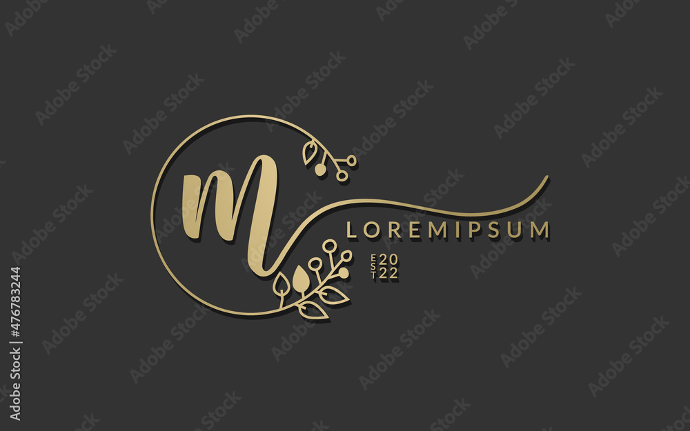 Handwritten Signature monogram Letter m calligraphic vector graphic ...