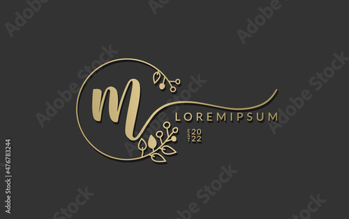 Handwritten Signature monogram Letter m calligraphic vector graphic design,usable for wedding card, personal signature, logo design concept illustration